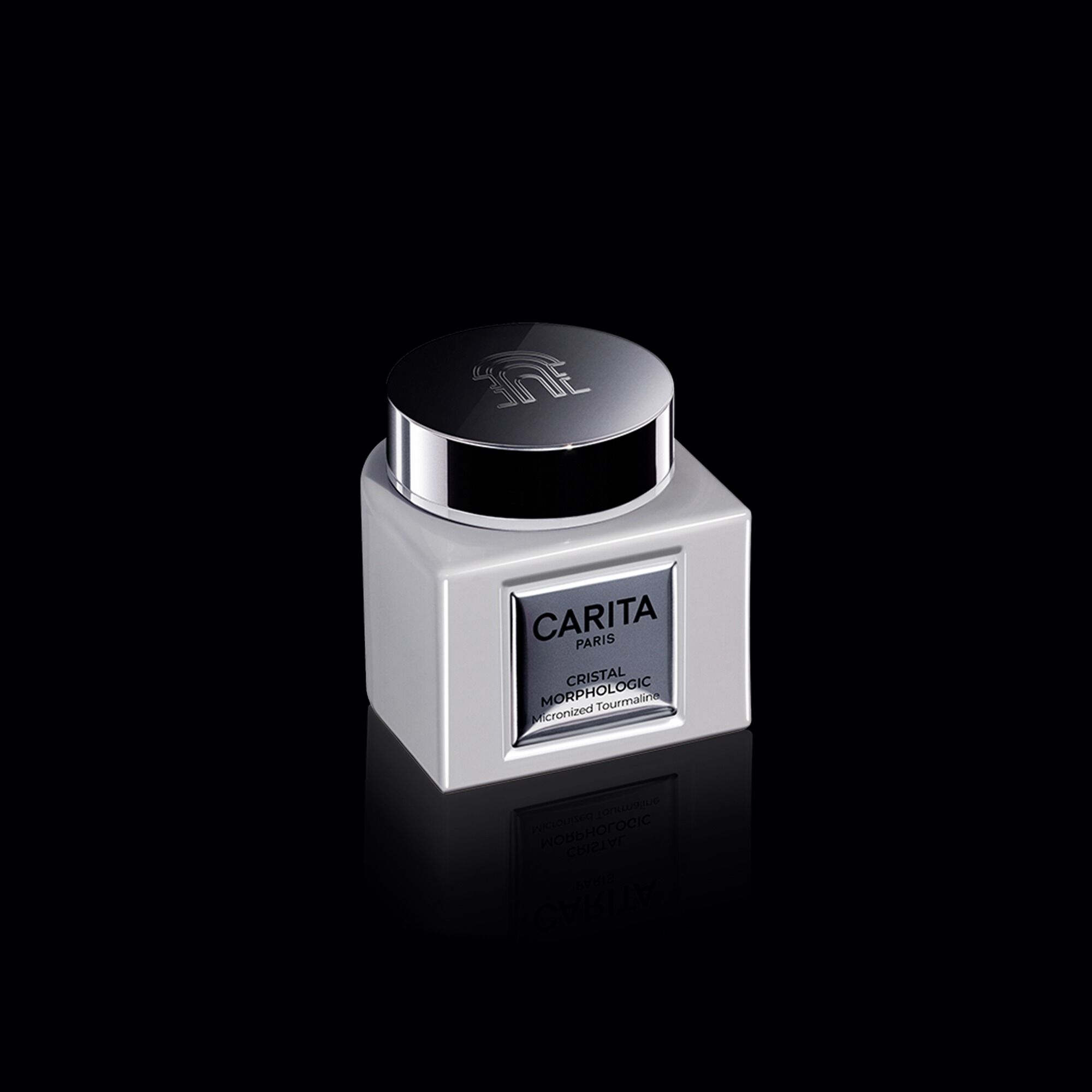 Crema Contorno Occhi Cristal Morphologic di Carita, in vasetto bianco e argento.​